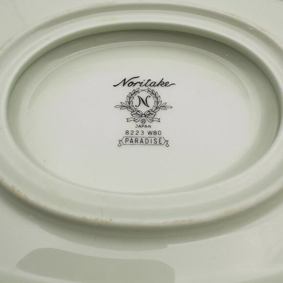 Vintage Noritake Japan Paradise Green 8223 W80 Floral Gravy Bowl with Platter - Picture 8 of 8